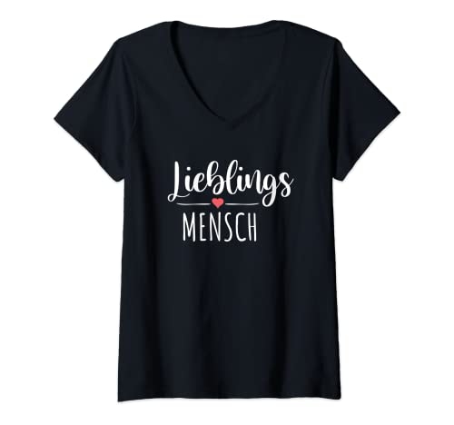 Damen Lieblingsmensch Herz Liebe Paare Geschenk T-Shirt mit V-Ausschnitt Damen Lieblingsmensch Herz Liebe Paare Geschenk T-Shirt mit V-Ausschnitt von Lieblingsmenschen Geschenkidee Valentinstag