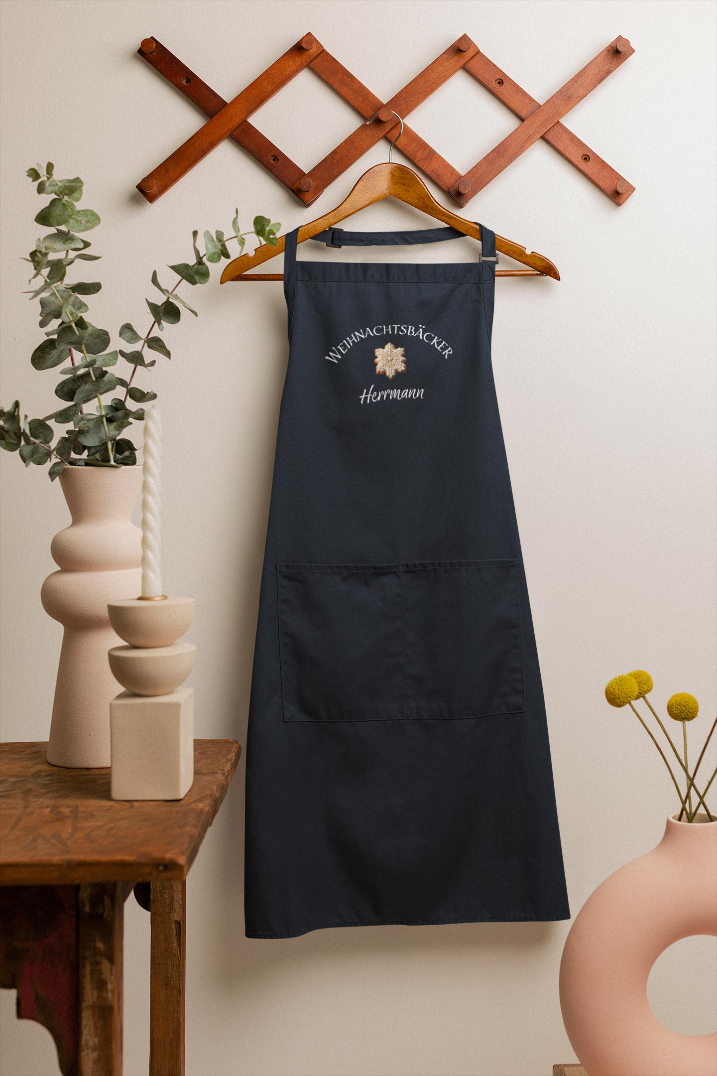 Personalisierte Weihnachtsschürze Mit Name - 7 Farben 5 Motive Zur Auswahl Z. B. Weihnachtsbäcker, Plätzchenwerkstatt von Lieblingsobjekt