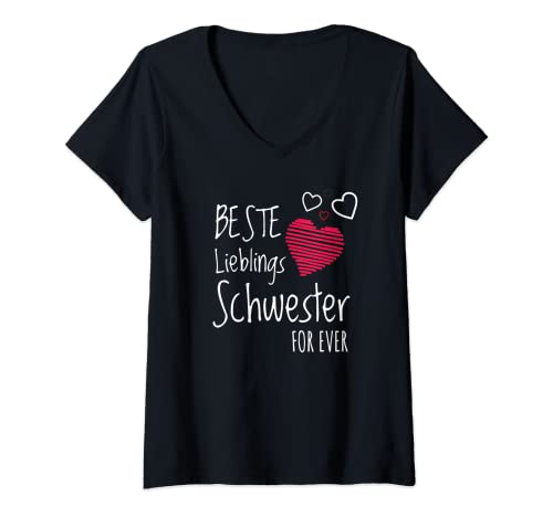 Damen Beste Lieblingsschwester Schwester Geschwistern Geschenk T-Shirt mit V-Ausschnitt Damen Beste Lieblingsschwester Schwester Geschwistern Geschenk T-Shirt mit V-Ausschnitt von Lieblingsschwester Sister Schwester BFF T-Shirt