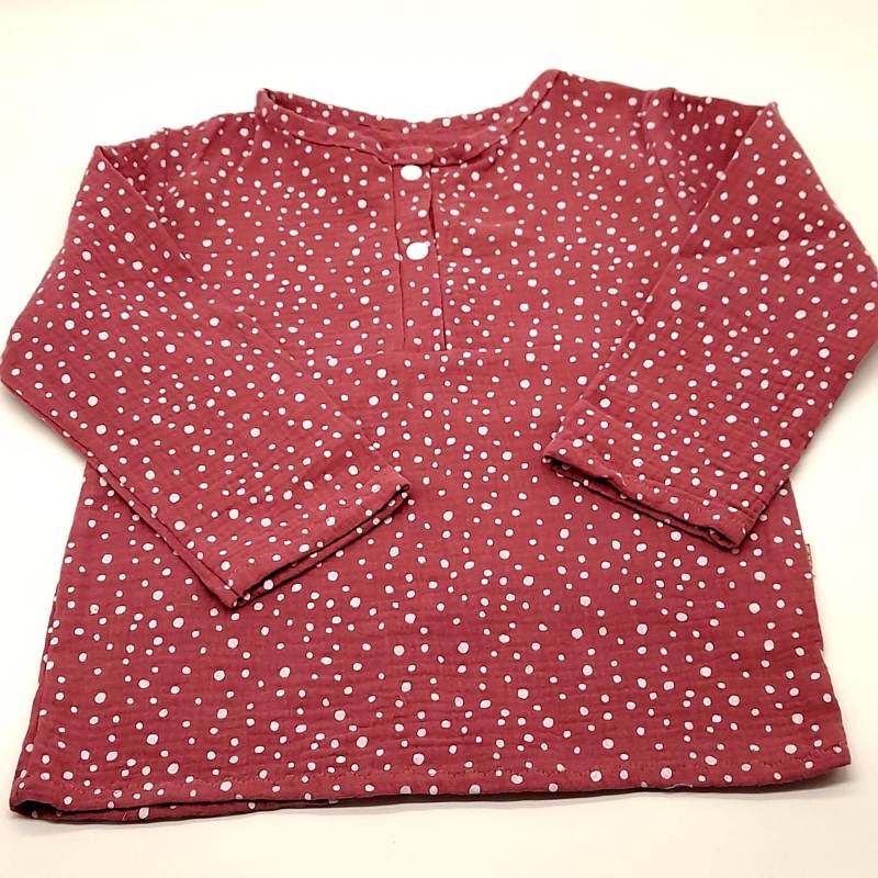 Musselinshirt Gr. 98 in Altrosa Mit Punkten Aus Biobaumwolle von Lieblingsshop4You