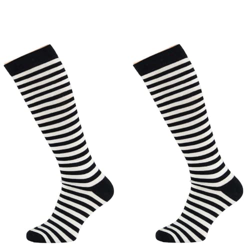 2 Paar Streifen Ringel Kniestrümpfe Geringelt Streifen uni Baumwolle Rot Weiss Blau Schwarz Rainbow bis Grösse 46 (41-46, 2x Schwarz Weiss) von Lieblingsstrumpf24