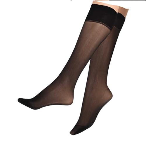 5er Pack Knie 20 den Transparent oder 40 DEN Nylon Fein-Kniestrümpfe breiter Komfortbund Damen (BLACK 20 Den) von Lieblingsstrumpf24