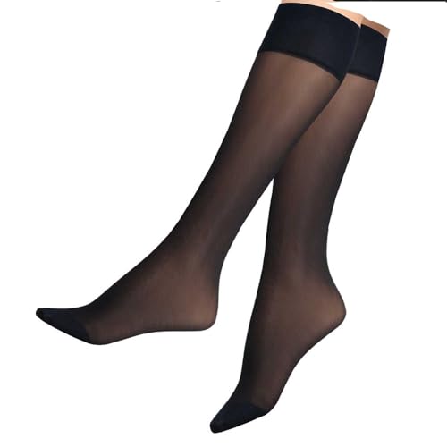 5er Pack Knie 20 den Transparent oder 40 DEN Nylon Fein-Kniestrümpfe breiter Komfortbund Damen (NAVY 20 Den) von Lieblingsstrumpf24