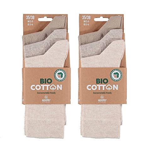 Lieblingsstrumpf24 6 Paar Bio Baumwolle Socken Basic-Socken Öko-Tex Standard 100 ohne Naht (43-46, Beige) von Lieblingsstrumpf24