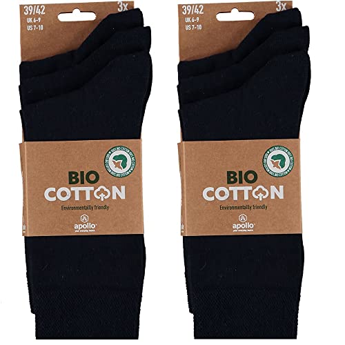 Lieblingsstrumpf24 6 Paar Bio Baumwolle Socken Basic-Socken Öko-Tex Standard 100 ohne Naht (43-46, Schwarz) von Lieblingsstrumpf24