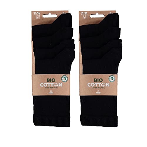 Lieblingsstrumpf24 8 Paar Bio Baumwolle Socken ohne Naht Kinder Junge Mädchen Basic-Socken Öko-Tex Standard 100 (23-26, BLACK) von Lieblingsstrumpf24