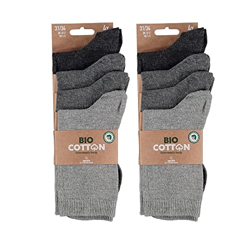 Lieblingsstrumpf24 8 Paar Bio Baumwolle Socken ohne Naht Kinder Junge Mädchen Basic-Socken Öko-Tex Standard 100 (31-34, MULTI GREY) von Lieblingsstrumpf24