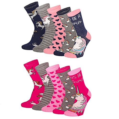 Lieblingsstrumpf24 10er Pack Socken Kinder Jungen Mädchen Baumwolle Öko-Tex Standard 100 (23-26, Pferd- Rosa-Grau-Mix) von Lieblingsstrumpf24