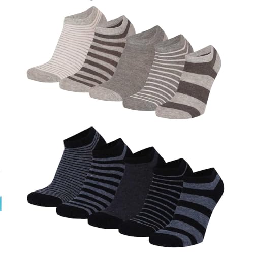 Lieblingsstrumpf24 10er Pack Socken Kinder Jungen Mädchen Baumwolle Öko-Tex Standard 100 (23-26, Sneaker Socken Ringel Blau Grau) von Lieblingsstrumpf24