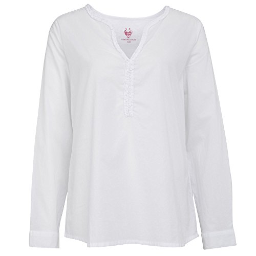 Lieblingsstück 161126708 Rosemarie Damen Bluse mit Rüschen am Ausschnitt Uni, Groesse XXXXL, weiß von Lieblingsstück