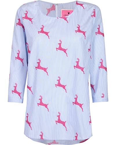 Lieblingsstück Bluse EdisaL mit Hirschstick Blau/Pink 42 von Lieblingsstück