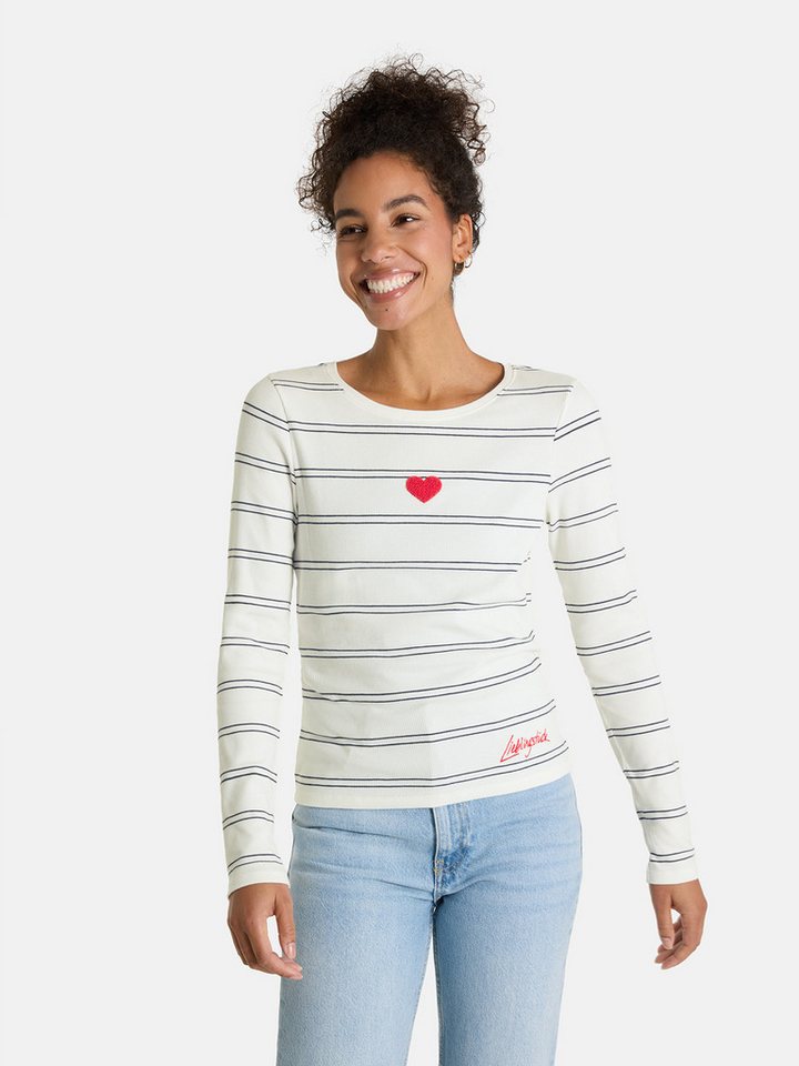 Lieblingsstück Langarmshirt SinaL mit Herzmotiv und Streifen von Lieblingsstück