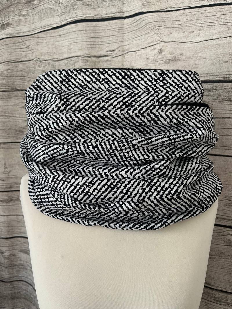 Big Doppel Loop Fleece Schal Kuschelschal - Animal Print Schwarz/Weiß/Silber Neu von Lieblingsstueck4U