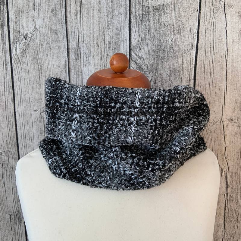 Big Loop Schal Fleece Kuschelschal - Grobstrick Glitzer Grau Neu von Lieblingsstueck4U