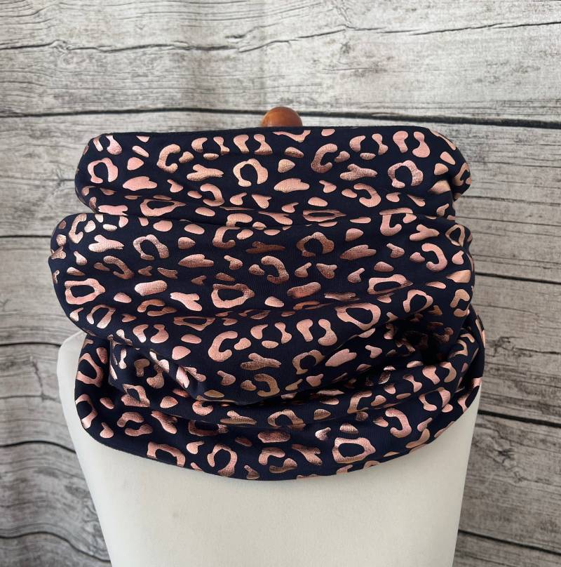 Doppel Loop Fleece Schal Kuschelschal - Animal Print Blau Kupfer Neu von Lieblingsstueck4U