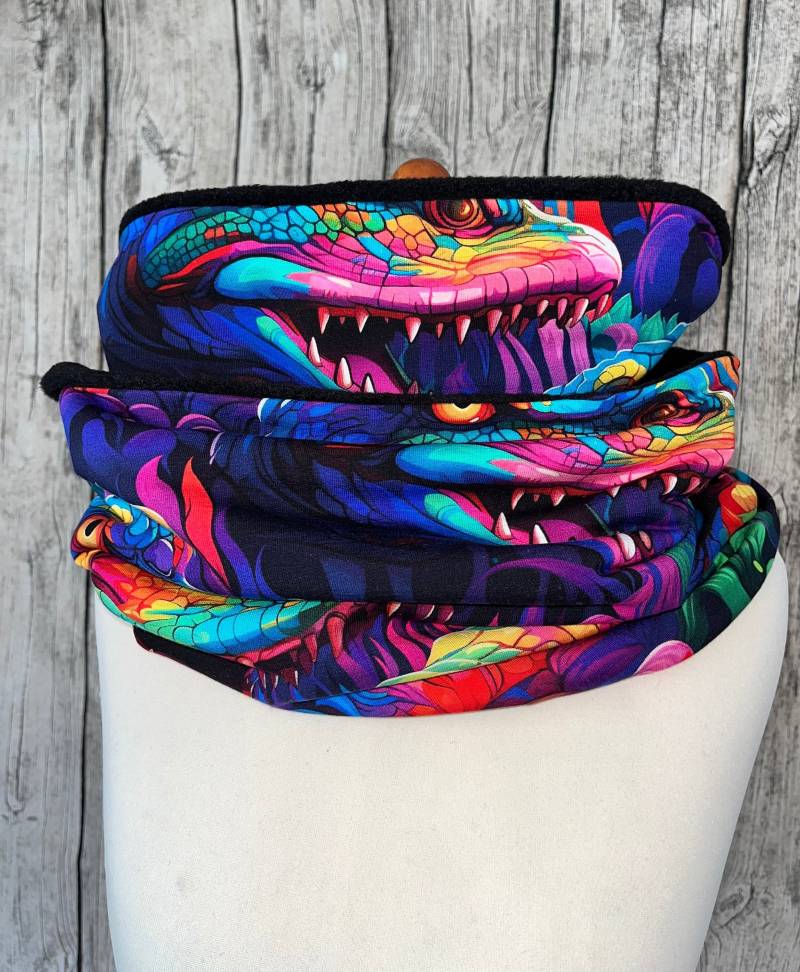 Doppel Loop Fleece Schal Kuschelschal - Reptil Drachen Neu von Lieblingsstueck4U