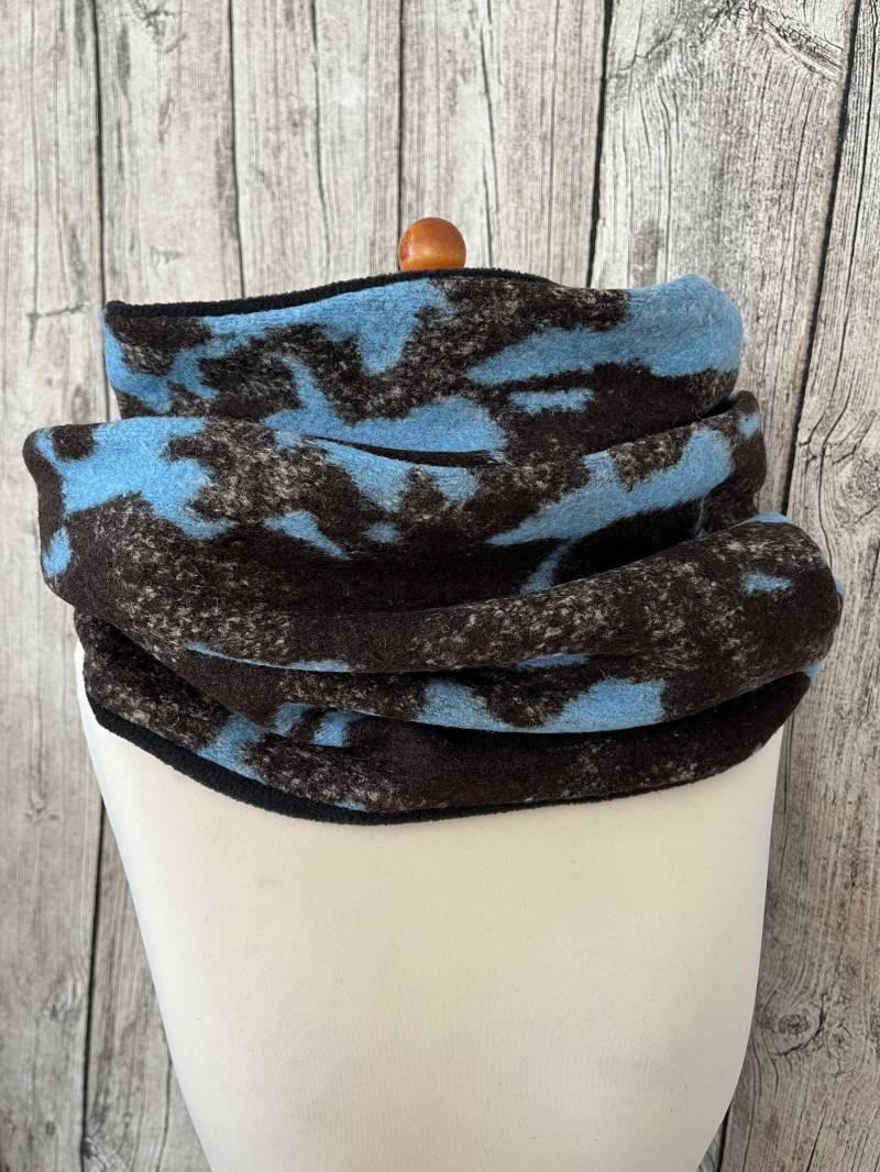 Doppel Loop Schal Fleece Kuschel - Camouflage Braun Blau Neu von Lieblingsstueck4U