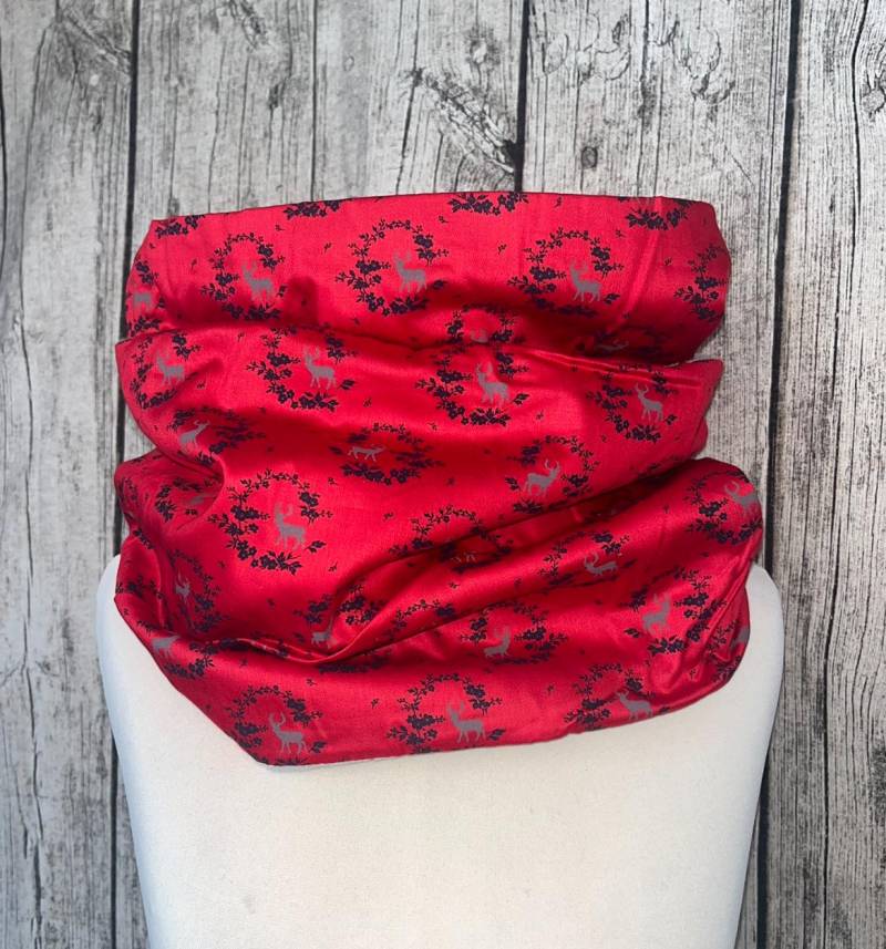 Doppel Loop Schal Fleece Kuschelschal - Hirsch Rot Neu von Lieblingsstueck4U