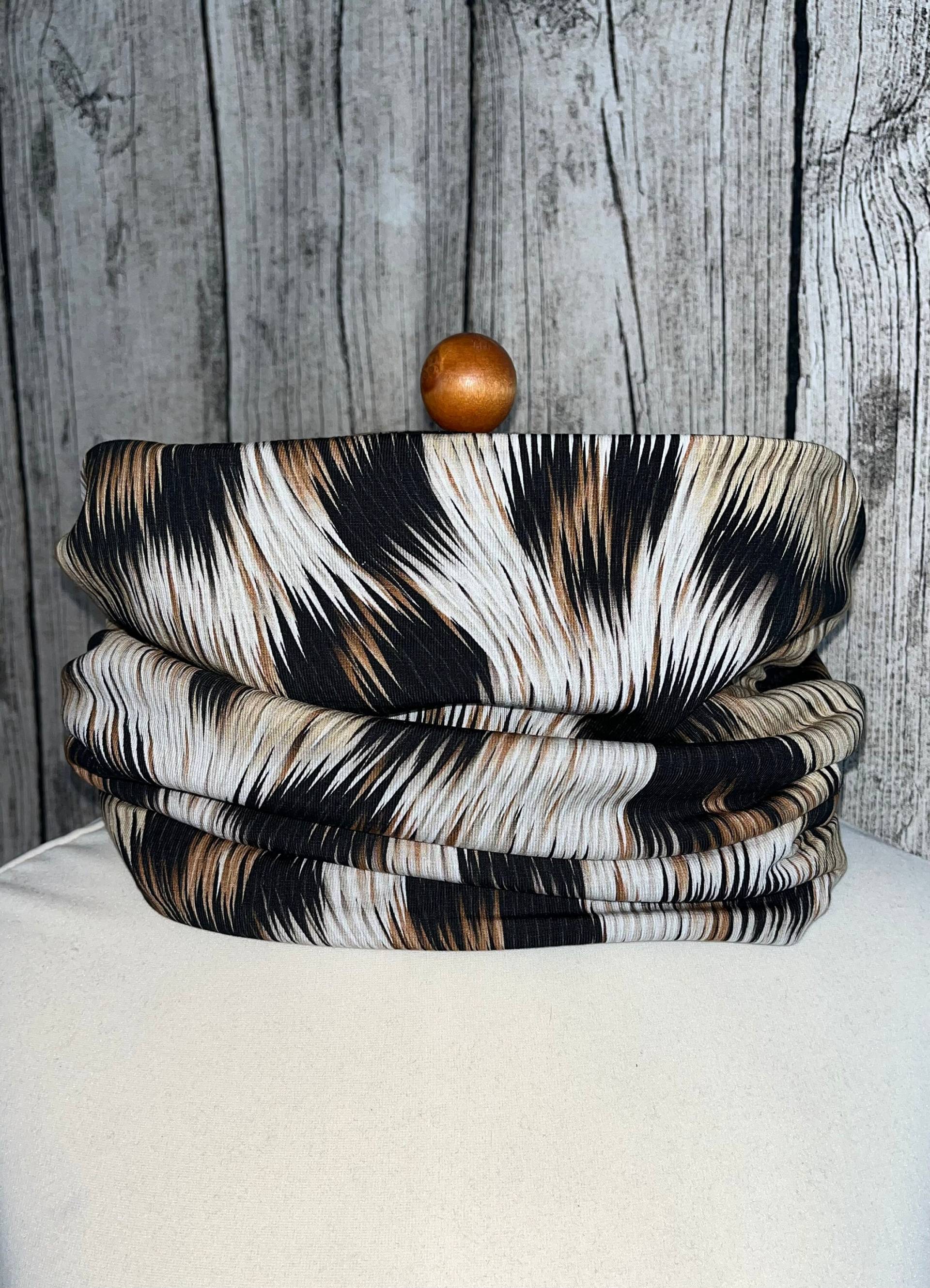 Loop Schal Fleece Kuschelschal - Animal Print Braun Beige Neu von Lieblingsstueck4U