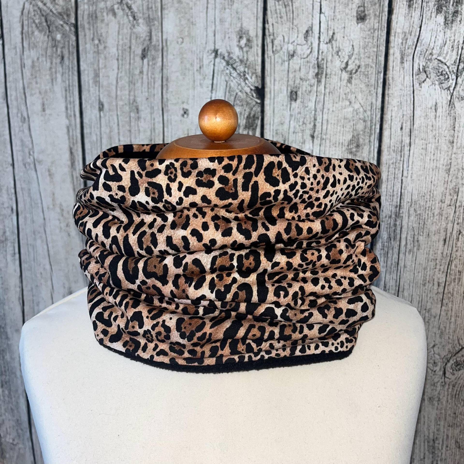 Loop Schal Fleece Kuschelschal - Animal Print Braun Beige Schwarz Neu von Lieblingsstueck4U