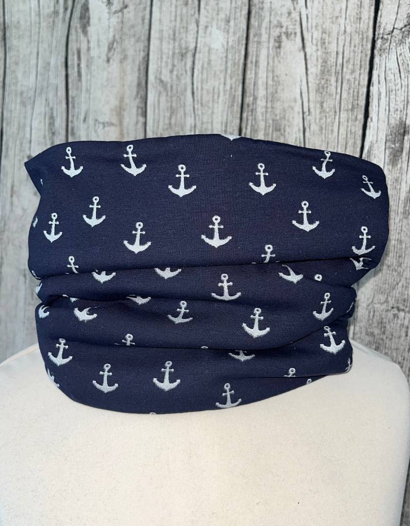 Loop Schal Fleece Kuschelschal - Anker Glitzer Dunkel Blau Neu von Lieblingsstueck4U