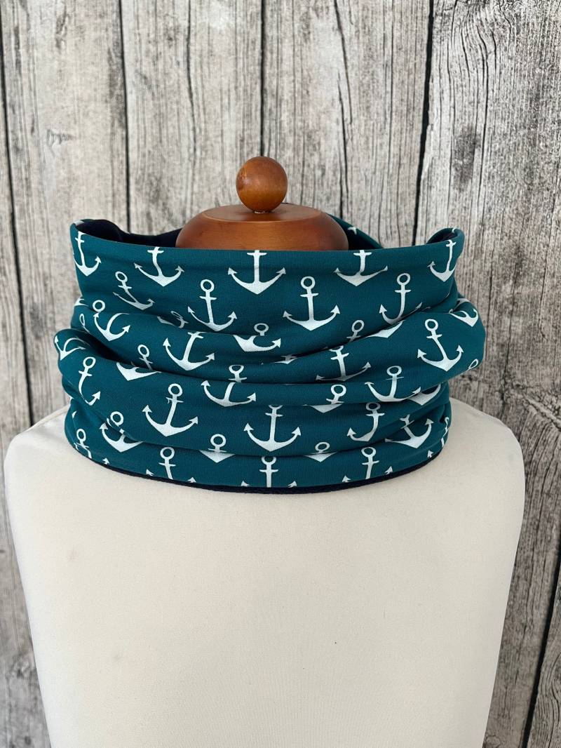 Loop Schal Fleece Kuschelschal - Anker Groß Grün Neu von Lieblingsstueck4U