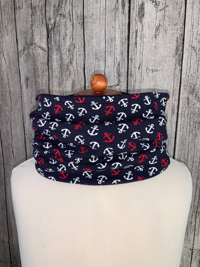 Loop Schal Fleece Kuschelschal - Anker Rot Blau Klein Neu von Lieblingsstueck4U
