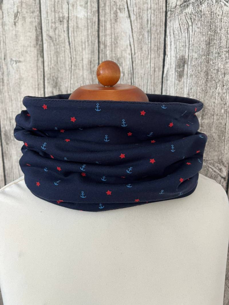 Loop Schal Fleece Kuschelschal - Anker Sterne Blau Rot Neu von Lieblingsstueck4U
