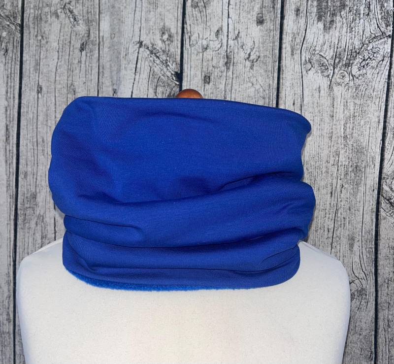 Loop Schal Fleece Kuschelschal - Basic Einfarbig Uni Blau Königsblau Jersey Neu von Lieblingsstueck4U