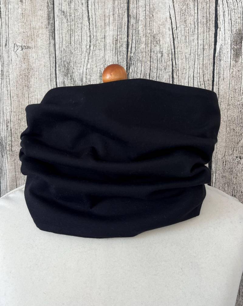 Loop Schal Fleece Kuschelschal - Basic Einfarbig Uni Schwarz Jersey Neu von Lieblingsstueck4U