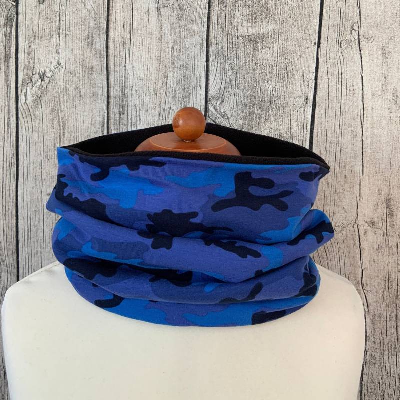 Loop Schal Fleece Kuschelschal - Camouflage Dunkelblau Neu von Lieblingsstueck4U