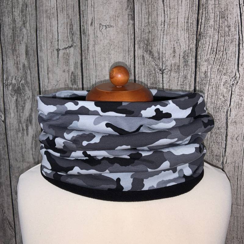 Loop Schal Fleece Kuschelschal - Camouflage Grau Neu von Lieblingsstueck4U