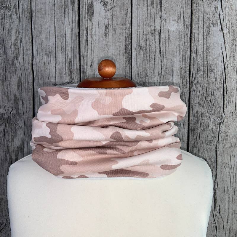 Loop Schal Fleece Kuschelschal - Camouflage Hell Rosaneu von Lieblingsstueck4U