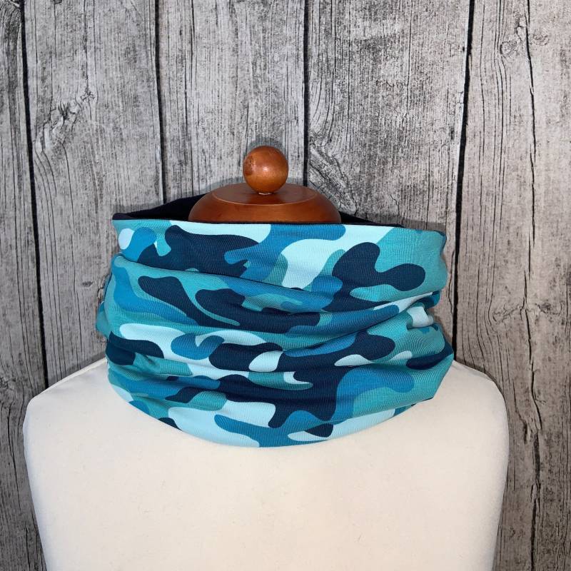 Loop Schal Fleece Kuschelschal - Camouflage Türkis Neu von Lieblingsstueck4U