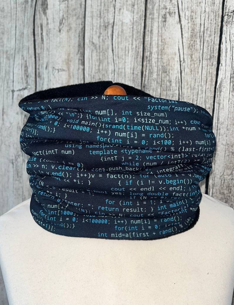 Loop Schal Fleece Kuschelschal - Computer Schrift Schwarz Neu von Lieblingsstueck4U