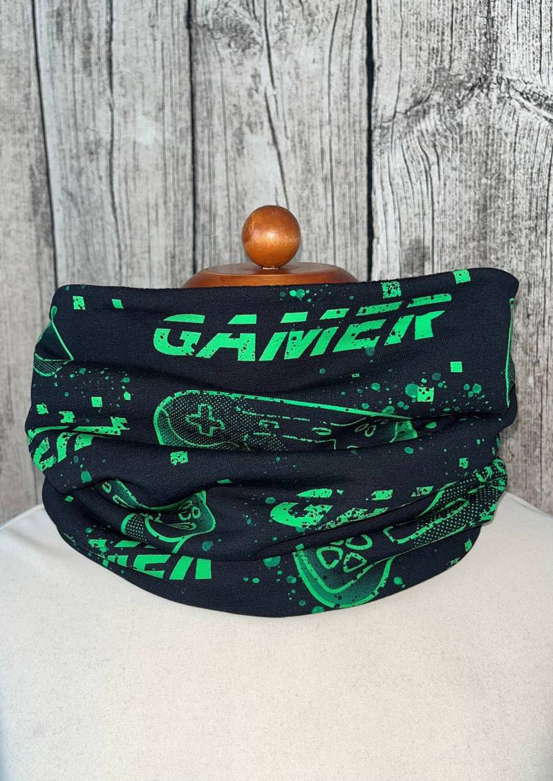 Loop Schal Fleece Kuschelschal - Controller Gamer Schwarz Grün Neu von Lieblingsstueck4U