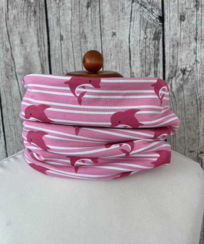 Loop Schal Fleece Kuschelschal - Delfin Delfine Rosa Neu von Lieblingsstueck4U