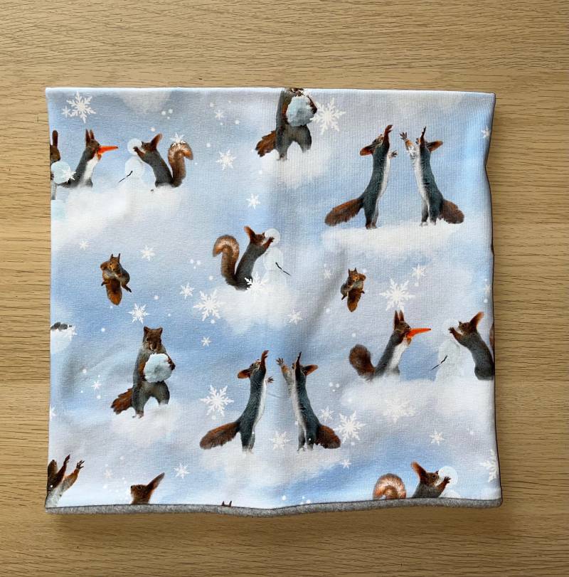 Loop Schal Fleece Kuschelschal - Eichhörnchen Schnee Neu von Lieblingsstueck4U