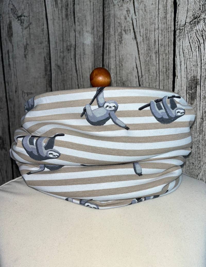 Loop Schal Fleece Kuschelschal - Faultier Streifen Neu von Lieblingsstueck4U