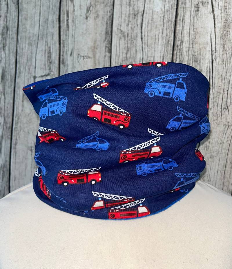 Loop Schal Fleece Kuschelschal - Feuerwehr Blau Rot Neu von Lieblingsstueck4U