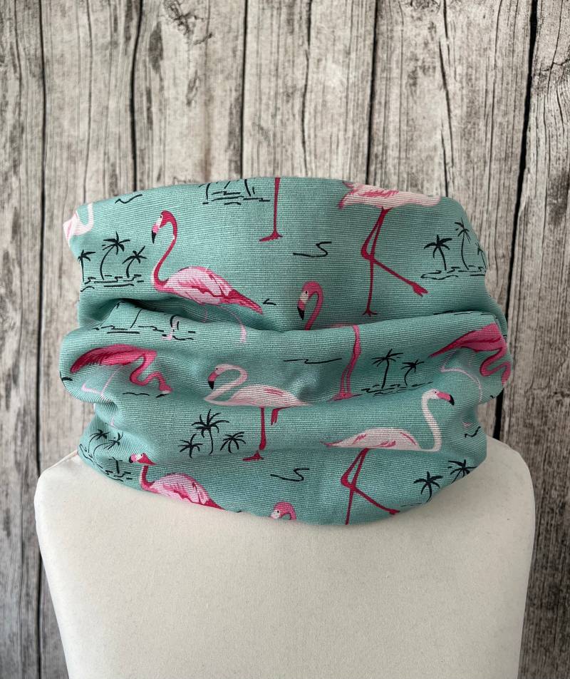 Loop Schal Fleece Kuschelschal - Flamingo Türkis Pink Neu von Lieblingsstueck4U