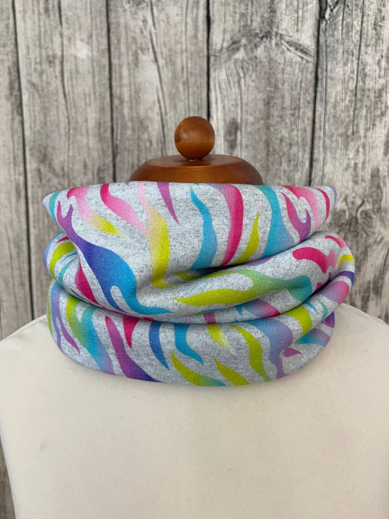 Loop Schal Fleece Kuschelschal - Flammen Neon Regenbogen Neu von Lieblingsstueck4U