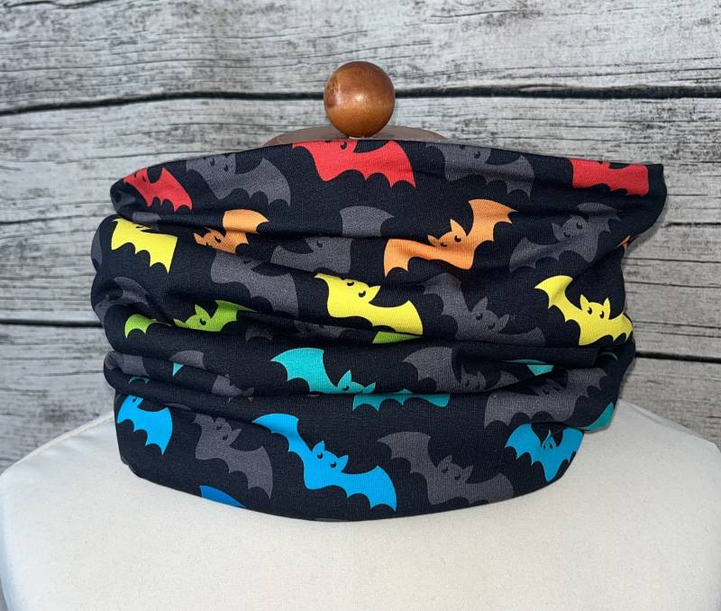 Loop Schal Fleece Kuschelschal - Fledermaus Bunt Neu von Lieblingsstueck4U