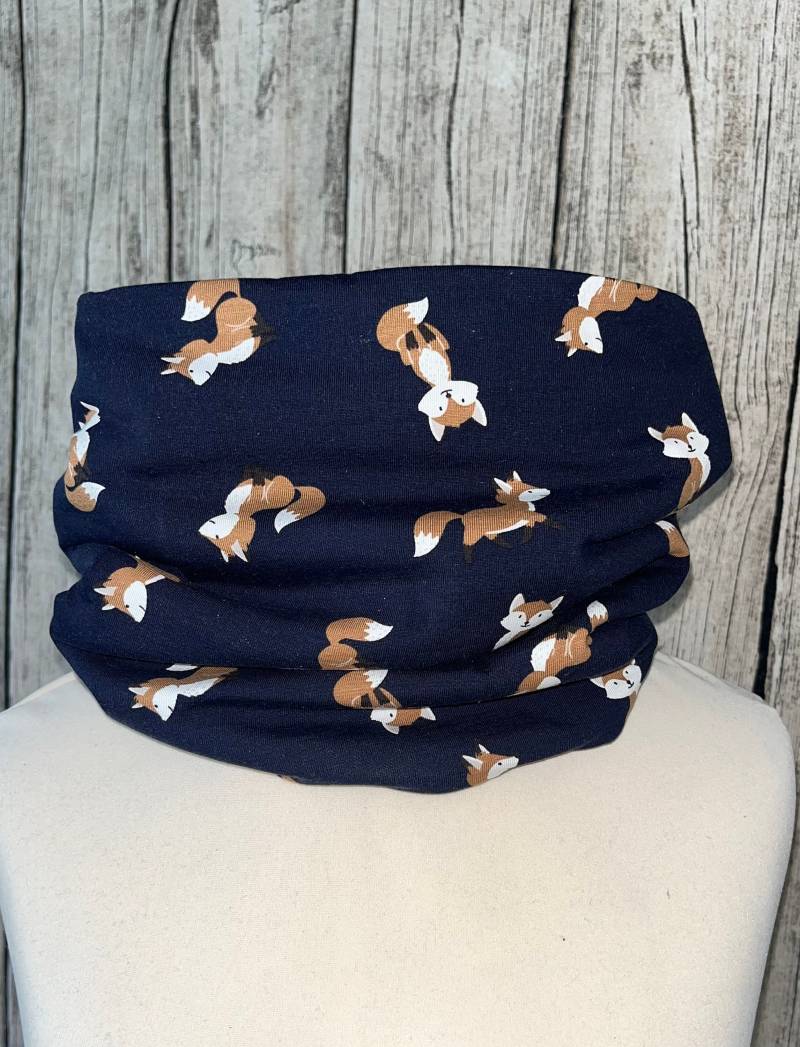 Loop Schal Fleece Kuschelschal - Fuchs Füchse Blau Braun Neu von Lieblingsstueck4U