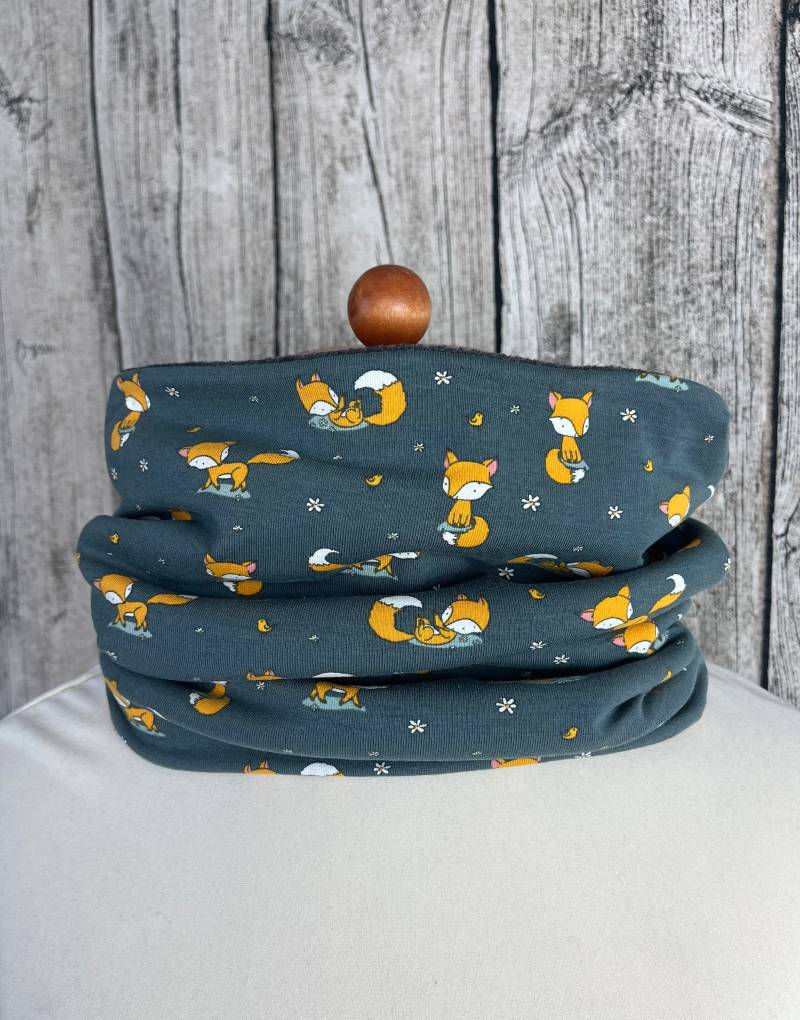 Loop Schal Fleece Kuschelschal - Fuchs Füchse Grün Klein Neu von Lieblingsstueck4U