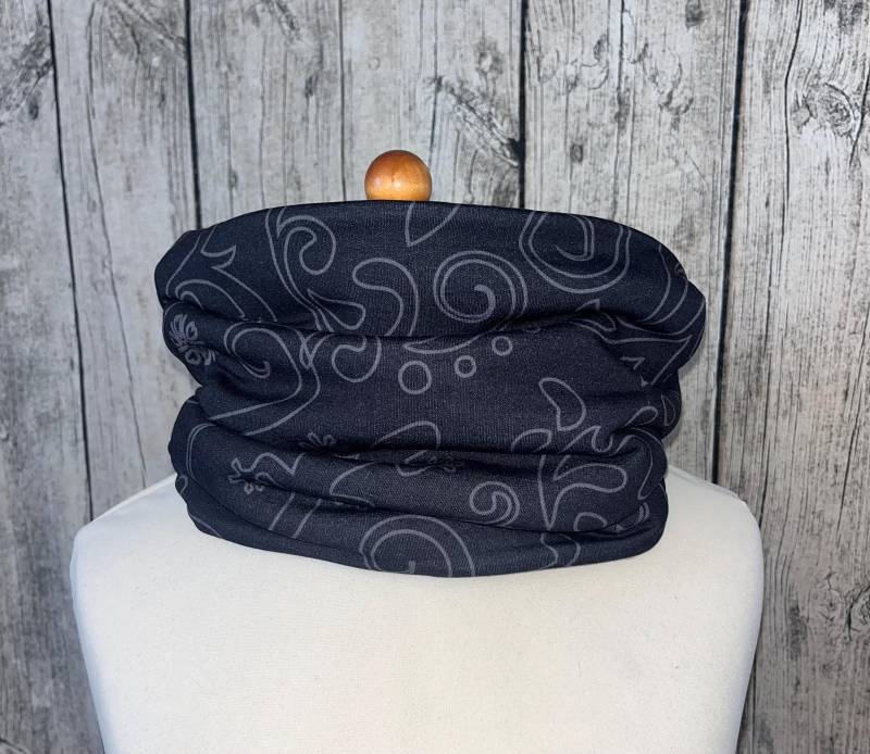 Loop Schal Fleece Kuschelschal - Geko Eidechse Echse Grau Schwarz Neu von Lieblingsstueck4U