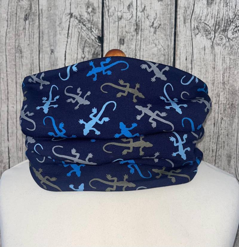 Loop Schal Fleece Kuschelschal - Geko Eidechse Echse Salamander Blau Neu von Lieblingsstueck4U