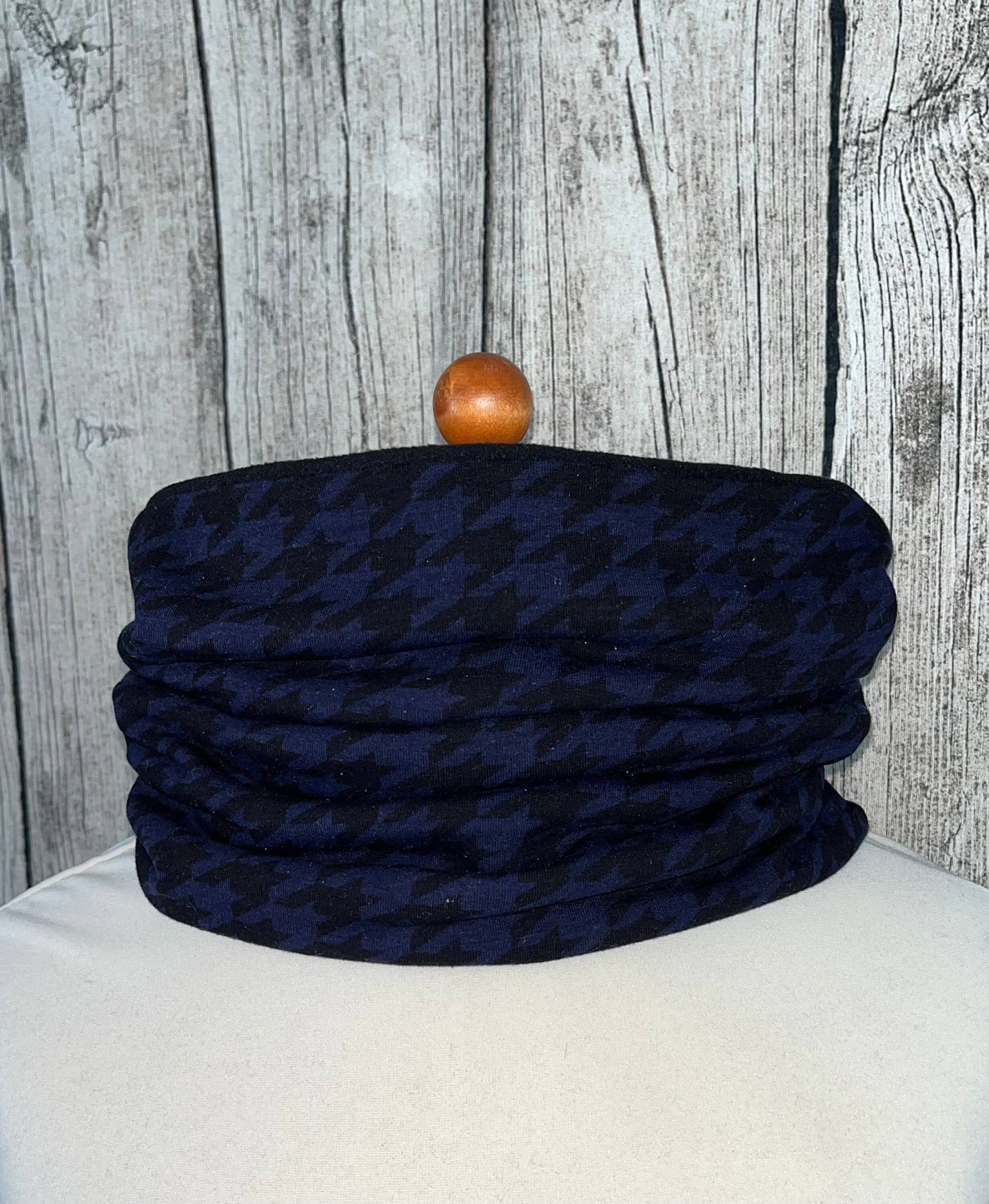 Loop Schal Fleece Kuschelschal - Hahnentritt Schwarz Blau Neu von Lieblingsstueck4U