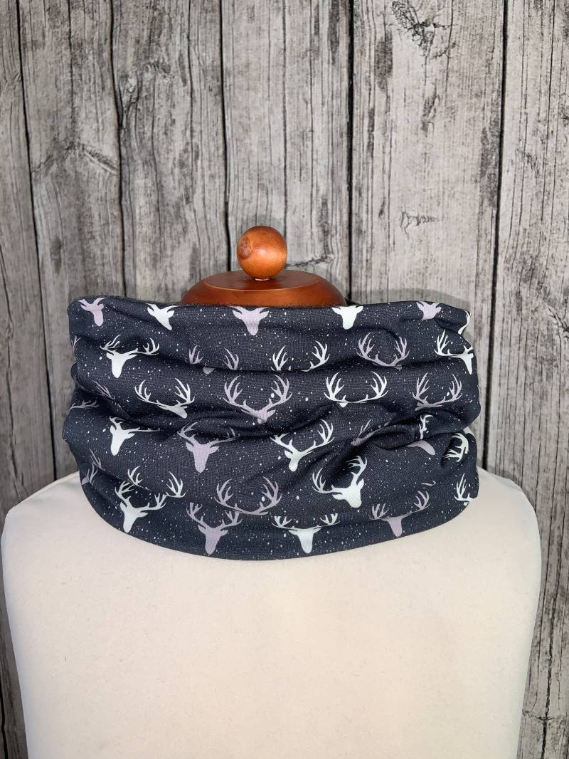 Loop Schal Fleece Kuschelschal - Hirsch Grau Klein Neu von Lieblingsstueck4U