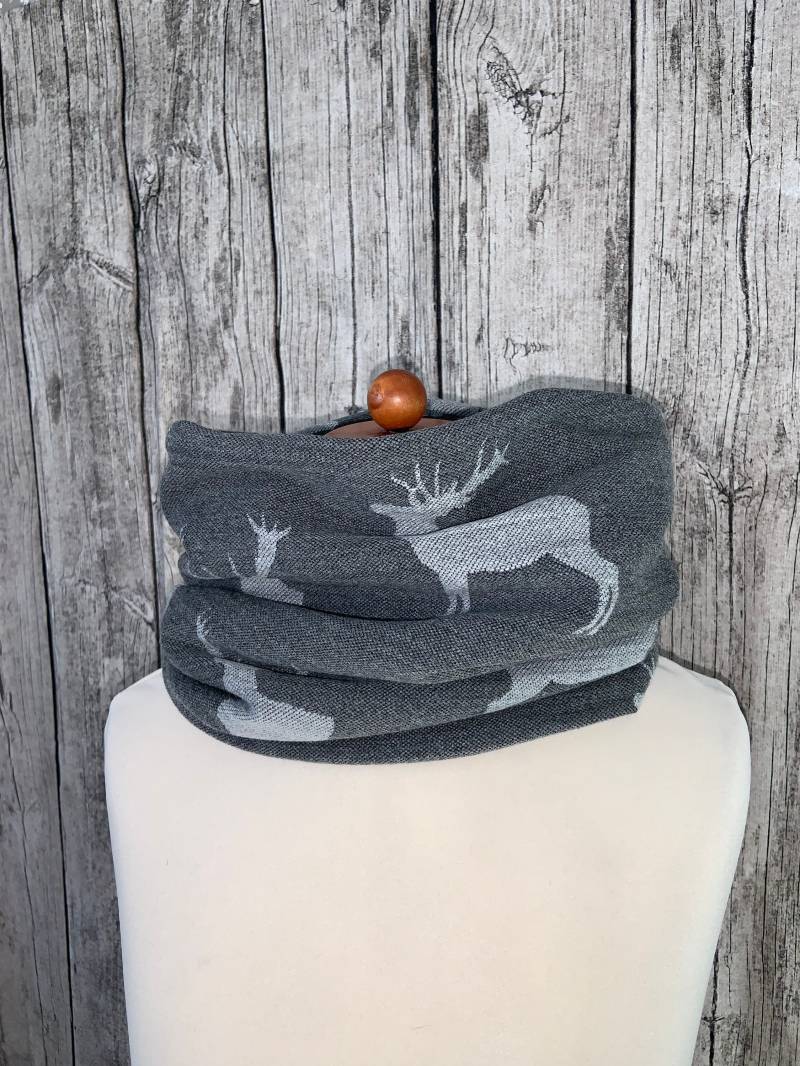 Loop Schal Fleece Kuschelschal - Hirsch Grau Neu von Lieblingsstueck4U